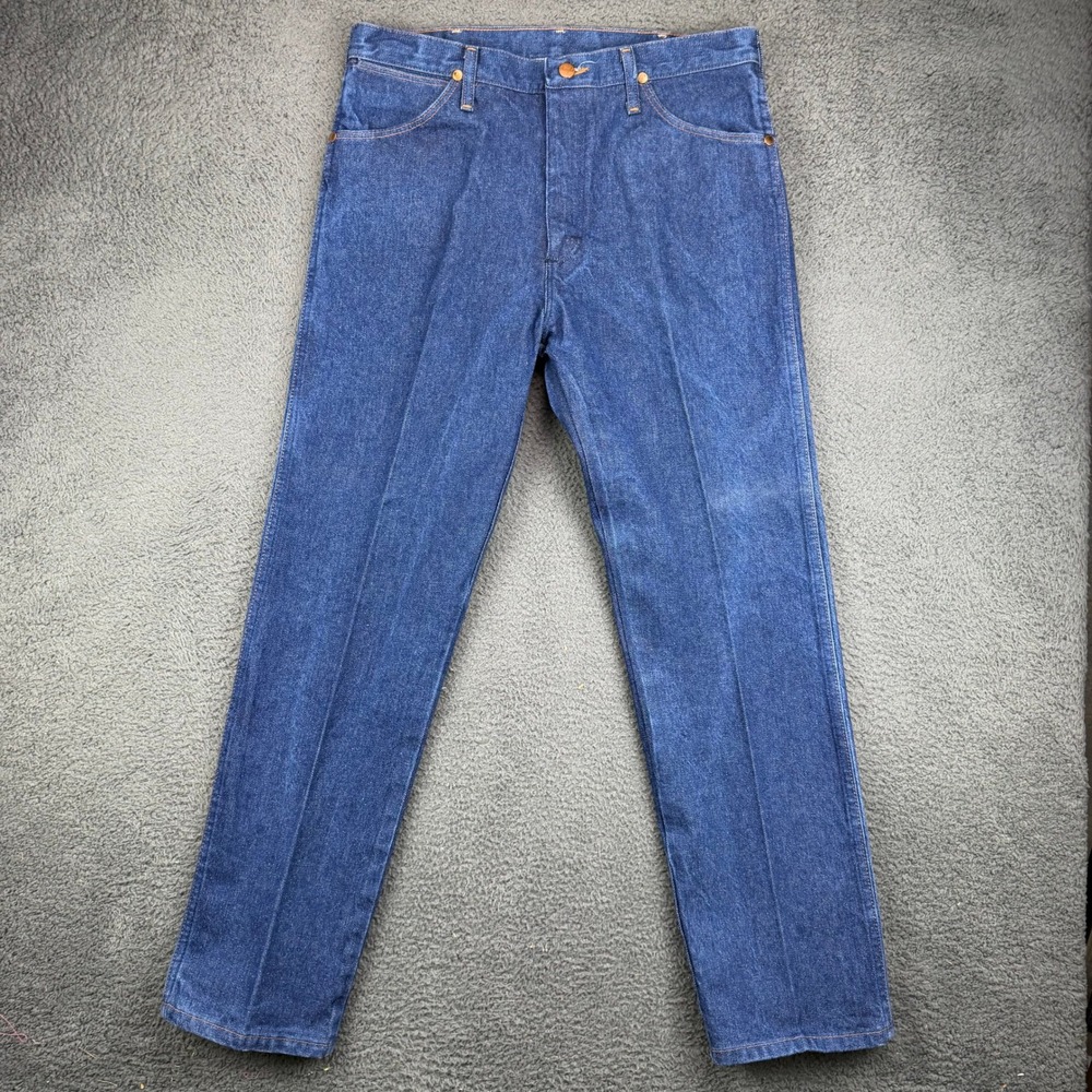 Wrangler 13MWZ Cowboy Cut Rigid Jeans Mens 34x30 Blue Denim Made in USA Vintage